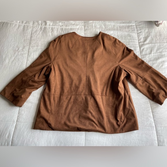 Chicos Brown Faux Leather Grommet Detail Jacket Large Casual Neutral Minimalist - Picture 4 of 9